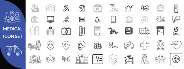 MEDICAL ICON SET. Healthcare and Medicine Line Icons. Editable Stroke. Pixel Perfect. For Mobile and Web. Contains such icons as Healthcare, Nurse, Hospital, Medicine, Ambulance