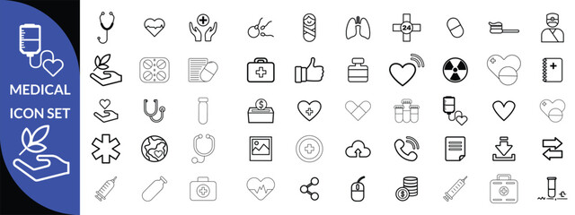MEDICAL ICON SET. Healthcare and Medicine Line Icons. Editable Stroke. Pixel Perfect. For Mobile and Web. Contains such icons as Healthcare, Nurse, Hospital, Medicine, Ambulance