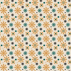 Fototapeta premium seamless abstract pattern with geometric flowers on beige background floral backdrop graphic design print