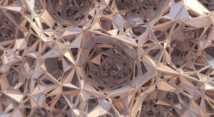 Geometric crystal structure with metallic gold and silver facets