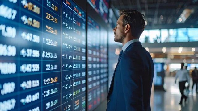 Businessman interacting digital display