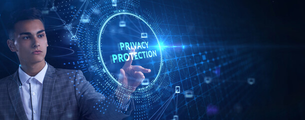 Data protection, privacy, and internet security concept. Cyber security for business and internet...