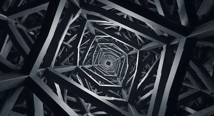 Infinite geometric tunnel of dark metal structures