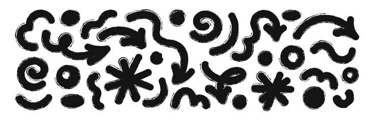 Abstract Black Scribbled Shapes on White Background