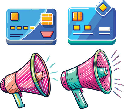megaphone and creadit card  icon vector illustration