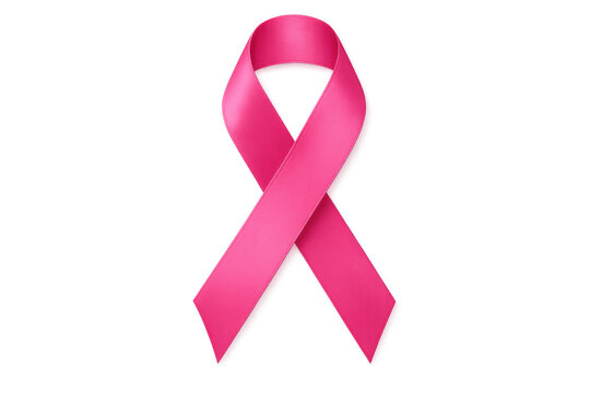 Realistic pink ribbon symbolizing support for breast cancer awareness, isolated on a transparent background
