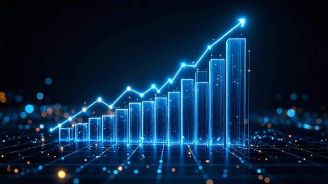 Digital growing bar chart graphic