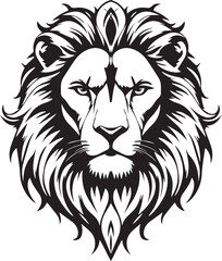 Black and White Lion Head Vector Logo – Bold Minimalist Animal Face Illustration for Mascot and Branding.