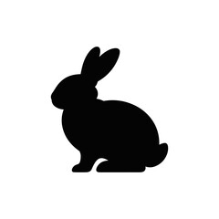Minimal Black Rabbit Silhouette Vector – Simple Bunny Icon Isolated on White Background

