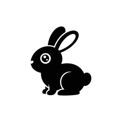 “Cute Black Rabbit Silhouette Icon – Bunny Vector Illustration for Logo, Sticker, and Print Design”

