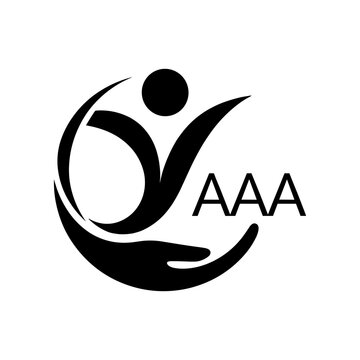 Charity and Support Logo Design with Hand and Human Figure &ndash; Community Care Symbol with AAA Text


