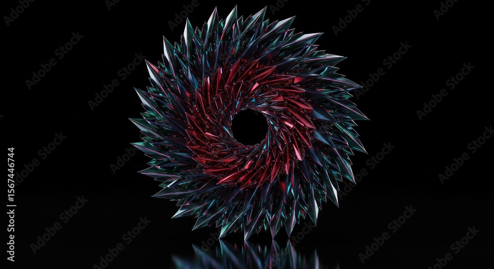 Fototapete abstract vortex of crystalline structures with chromatic highlights in captivating arrangement