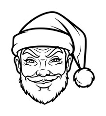 Flirty Santa Face Line Art