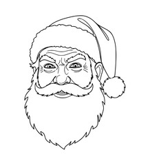 Frustrated Santa Face Line Art