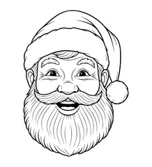Happy Santa Face Line Art