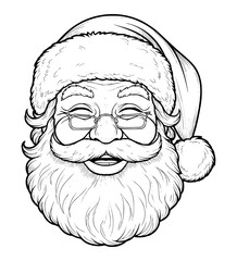 Grateful Santa Face Line Art