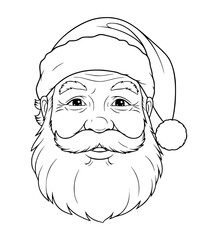 Hopeful Santa Face Line Art