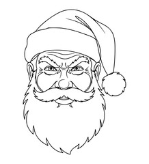 Impatient Santa Face Line Art