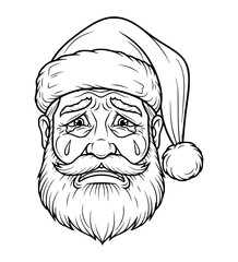 Hurt Santa Face Line Art