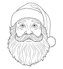 Indifferent Santa Face Line Art