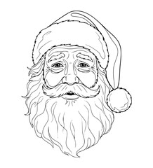 Longing Santa Face Line Art