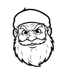 Mischievous Santa Face Line Art