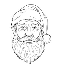 Lonely Santa Face Line Art