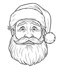 Nervous Santa Face Line Art