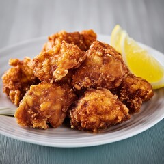 Japanese karaage with lemon slice