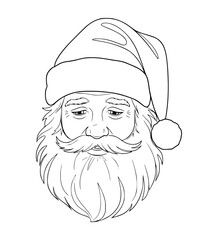 Shy Santa Face Line Art