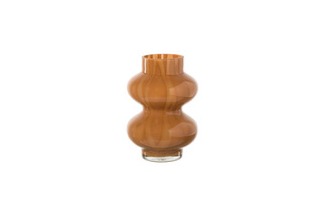 Elegant amber glass vase with a unique hourglass shape isolated on transparent background