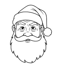 Skeptical Santa Face Line Art