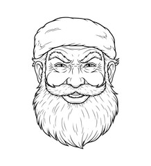 Smug Santa Face Line Art
