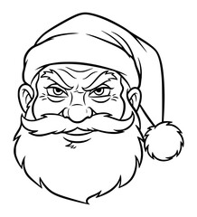 Sly Santa Face Line Art