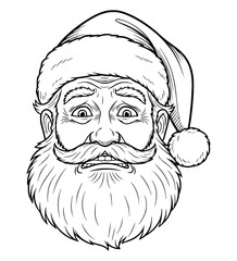 Stressed Santa Face Line Art