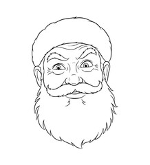 Suspicious Santa Face Line Art