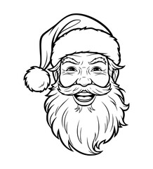 Victorious Santa Face Line Art