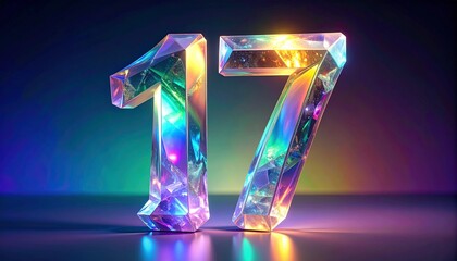 Crystal Number Seventeen Shimmers Under a Futuristic Light, A Dazzling Duo: The Mystical Charm of Crystal Numbers One and Seven Together