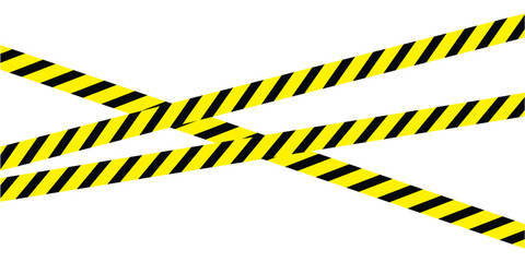 Hazardous warning tape set with seamless black and yellow lines for crime scenes and construction zones. Includes caution signs borders brushes and under construction tape for web safety in eps 10.