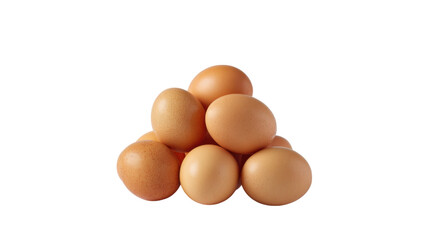 Seven Brown Eggs in a Pyramid Shape on Transparent Background