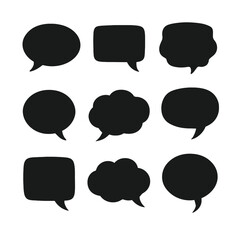Black Speech Bubbles: Collection of Nine Diverse Shapes for Communication Design