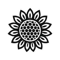 Elegant Black and White Sunflower Design: Perfect for Logos, Prints, and More