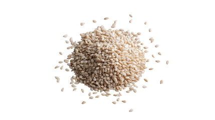Pile of White Sesame Seeds on Transparent Background