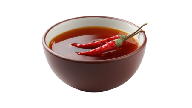 Spicy Chili Oil in Bowl on Transparent Background