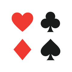 Playing Card Suits: Hearts, Clubs, Diamonds, Spades - Vector Icons for Games, Design, and Branding