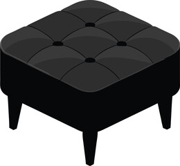 leather button tufted ottoman vector art illustration