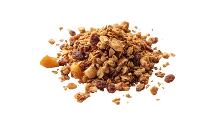Delicious Granola with Nuts and Dried Fruits on Transparent Background