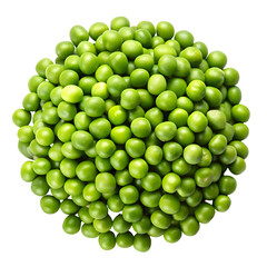 A close up shot of a pile of fresh green peas isolated against a black background in bright studio light