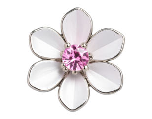 A small and elegant nose pin designed like a blooming flower, featuring petal-shaped