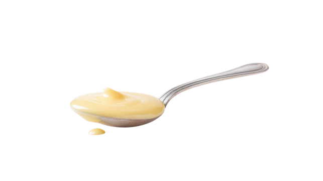 Spoonful of Creamy Custard on Transparent Background